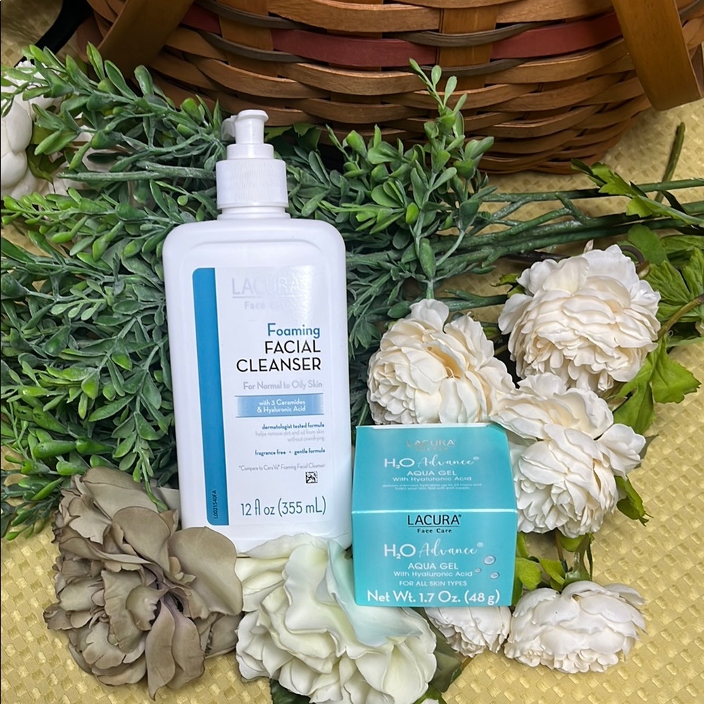 Lacura Foaming Facial Cleanser 12 Fl. Oz and H2O Advance Aqua Gel 1.7 oz New